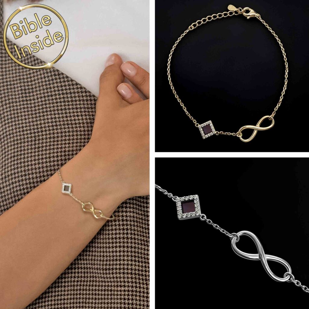 Women's Christian Bracelets Infinity Design with Bible Inside from My Nano Jewelry